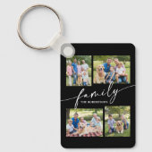 Porte-clés Modern Photo Collage Family Script Keepsake (Recto)