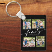 Porte-clés Modern Photo Collage Family Script Keepsake (Recto)