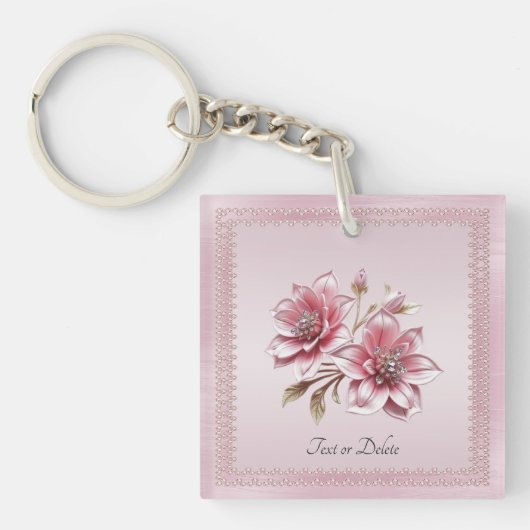 Porte-clés Modern Pink Flowers Keychain (Devant)