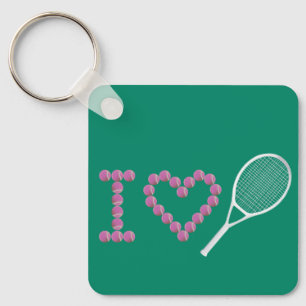 Porte-clés Modern Pink I Love Tennis Green