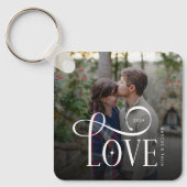 Porte-clés Modern Script Love Custom Engaged Couples Photo (Recto)