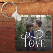 Porte-clés Modern Script Love Custom Engaged Couples Photo (Recto)