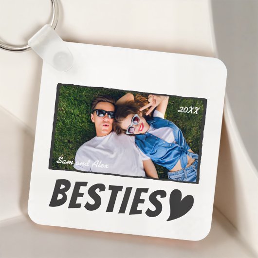 Porte-clés Modern Simple Comic Bestie Best Friends BFF Photo