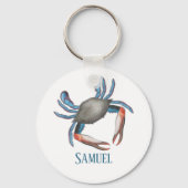 Porte-clés Modern Simple Ocean Blue Crab Nautical Coastal (Recto)