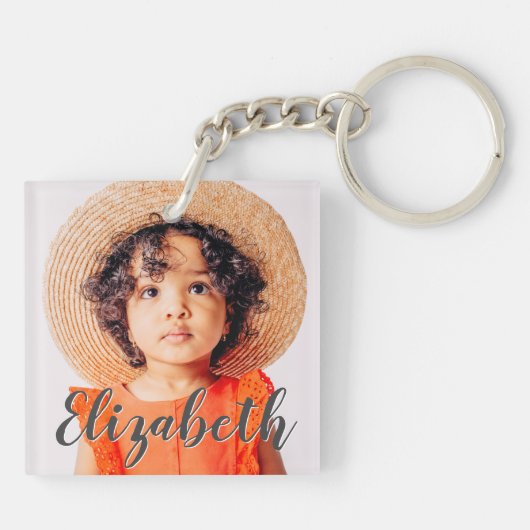 Porte-clés Modern Simple Script Ajouter votre nom et photo (Dos)