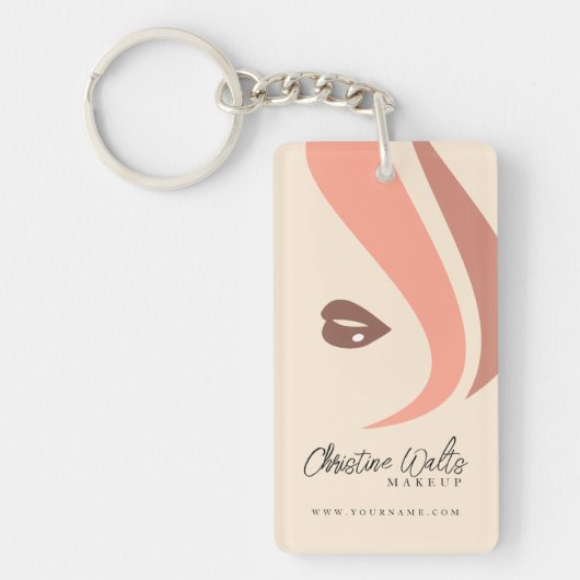 Porte-clés Modern Soft Peach and Earthy Makeup Artist QR (Devant)