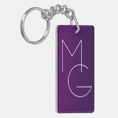 Porte-clés Moderne 2 Initiales | Ombre Subtile Violet Foncé (Devant gauche)