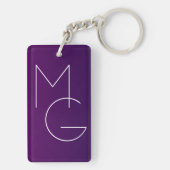 Porte-clés Moderne 2 Initiales | Ombre Subtile Violet Foncé (Dos)