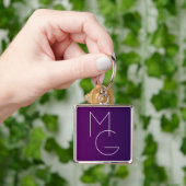 Porte-clés Moderne 2 Initiales | Ombre subtile violet profond (main)