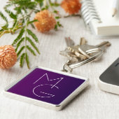 Porte-clés Moderne 2 Initiales | Ombre subtile violet profond (Côté)