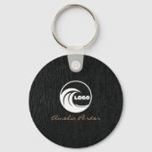 Porte-clés moderne à monogramme noir et or (Recto)