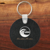 Porte-clés moderne à monogramme noir et or (Recto)