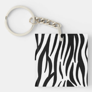 Porte-clés moderne à motif zèbre - Noir et blanc a