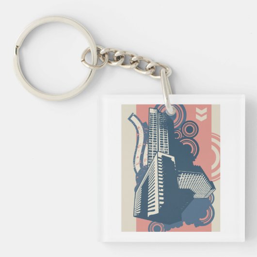 Porte-clés Moderne Abstrait Arrière - plan urbain Vibrant (Devant)