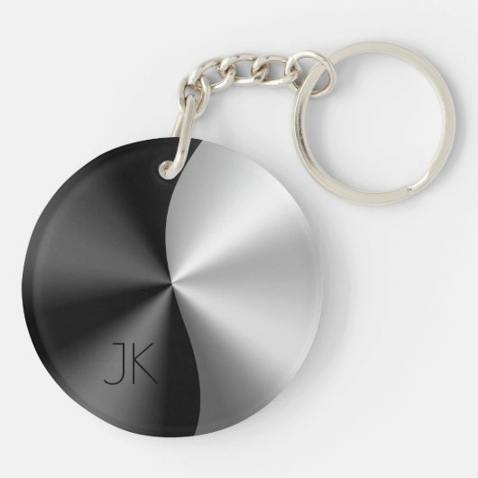 Porte-clés Moderne Black & Silver Metallic Design USB Chargem (Dos)