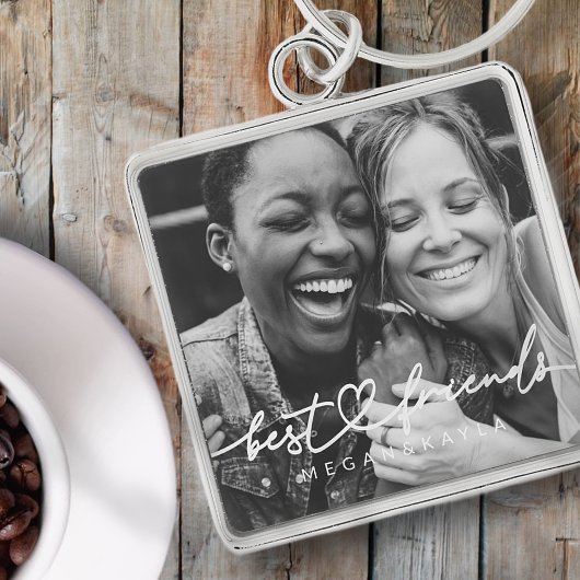 Porte-clés Moderne Chic Coeur Best Friends Besties BFF Photo