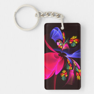 Porte-clés Moderne coloré Floral Abstrait Art Motif #06