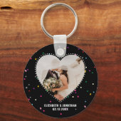 Porte-clés Moderne Cute Whimsical Heart Photo Mariage Faveur (Recto)