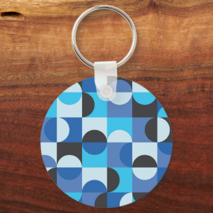Porte-clés Moderne de milieu de siècle Demi-cercles Bleu Turq