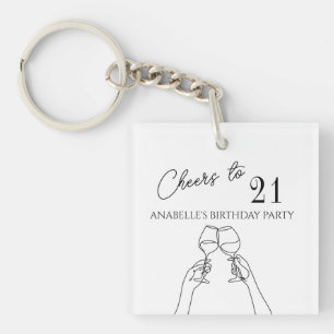 Porte-clés Moderne élégant chic applaudit à la fête de 21 ans