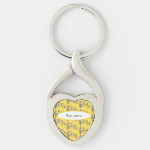 Porte-clés Moderne Elegant Nom Jaune Monogram Modèle