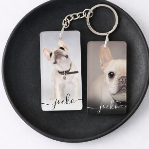 Porte-clés Moderne Élégant Photo et Texte Personnalisés 