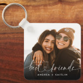 Porte-clés Moderne Élégant Script Coeur Bestfriends BFF Photo (Recto)