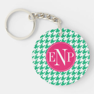 Porte-clés Moderne Emerald Green Houndstooth Personnalisé