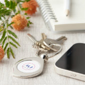 Porte-clés Moderne et élégant Monogramme Bleu Coiffeur blanc (Côté )