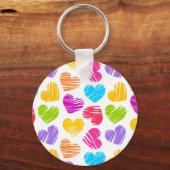 Porte-clés Moderne et Fille Vibrant Doodled Hearts Motif (Recto)
