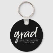 Porte-clés Moderne Graduate sur mesure tendance noir Grad (Recto)