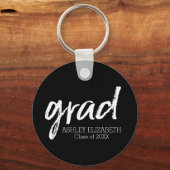Porte-clés Moderne Graduate sur mesure tendance noir Grad (Recto)