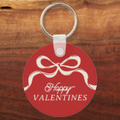 Porte-clés Moderne HAPPY VALENTINES Bows tendance Rouge (Recto)