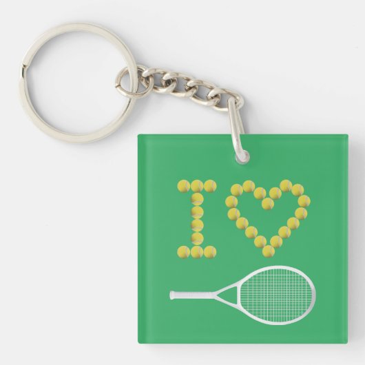 Porte-clés Moderne I Love Tennis Green (Devant)