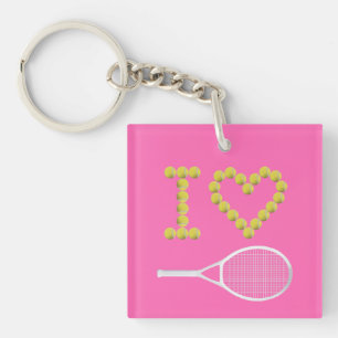 Porte-clés Moderne I Love Tennis Rose