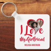 Porte-clés Moderne J'aime ma petite amie | Photo du coeur (Recto)