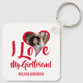 Porte-clés Moderne J'aime ma petite amie | Photo du coeur (Dos)