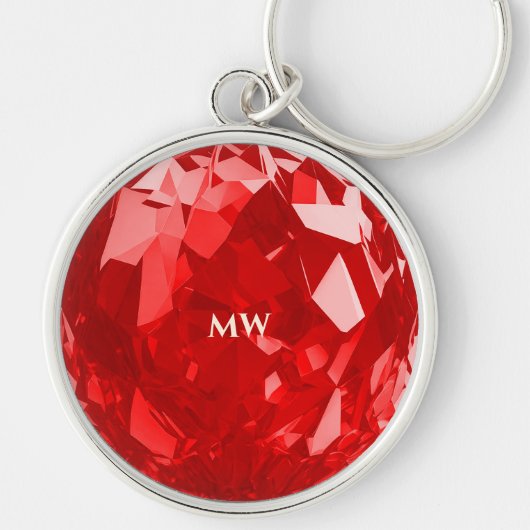 Porte-clés Moderne Juillet Birthstone Ruby Nom Premium (Devant)