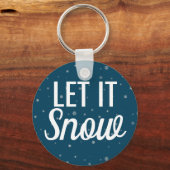 Porte-clés Moderne, laissez-le neiger bleu avec des flocons d (Recto)