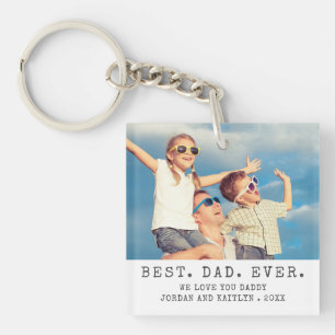 Porte-clés Moderne MEILLEUR PÈRE JAMAIS 2 Photos Personnalisé