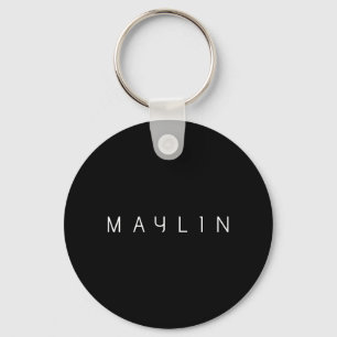 Porte-clés Moderne Minimaliste Modifiable Nom Noir & Blanc