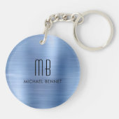 Porte-clés Moderne Monogramme Bleu (Dos)