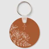 Porte-clés Moderne Monogramme Floral en Terre Cuite (Recto)