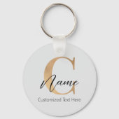 Porte-clés Moderne Monogramme Initial C & Nom Personnalisé (Recto)
