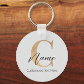 Porte-clés Moderne Monogramme Initial C & Nom Personnalisé (Recto)
