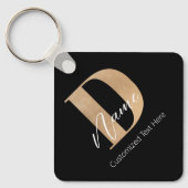 Porte-clés Moderne Monogramme Initiale D & Nom Personnalisé (Recto)
