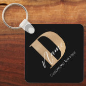 Porte-clés Moderne Monogramme Initiale D & Nom Personnalisé (Recto)