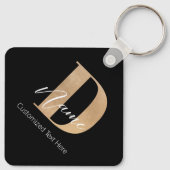 Porte-clés Moderne Monogramme Initiale D & Nom Personnalisé (Dos)
