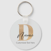 Porte-clés Moderne Monogramme Initiale D & Nom Personnalisé (Recto)