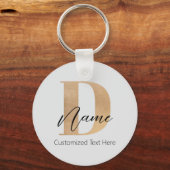 Porte-clés Moderne Monogramme Initiale D & Nom Personnalisé (Recto)